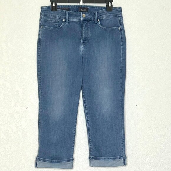 NYDJ Women's Marilyn Straight Lift X Tuck Technology Blue size 10 Cuffed Capri - Picture 12 of 14